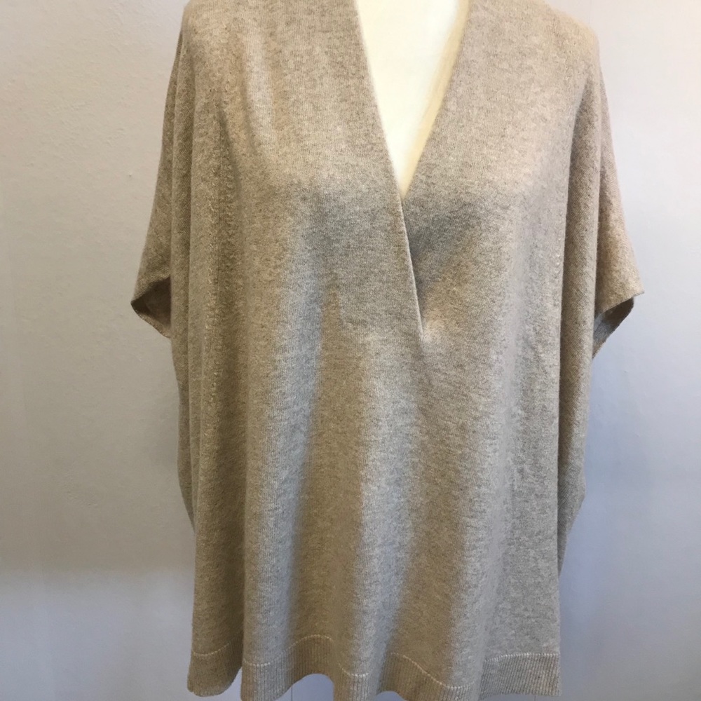 Vince Cashmere Oversized Poncho Sz L Beige S/S - Picture 5 of 7